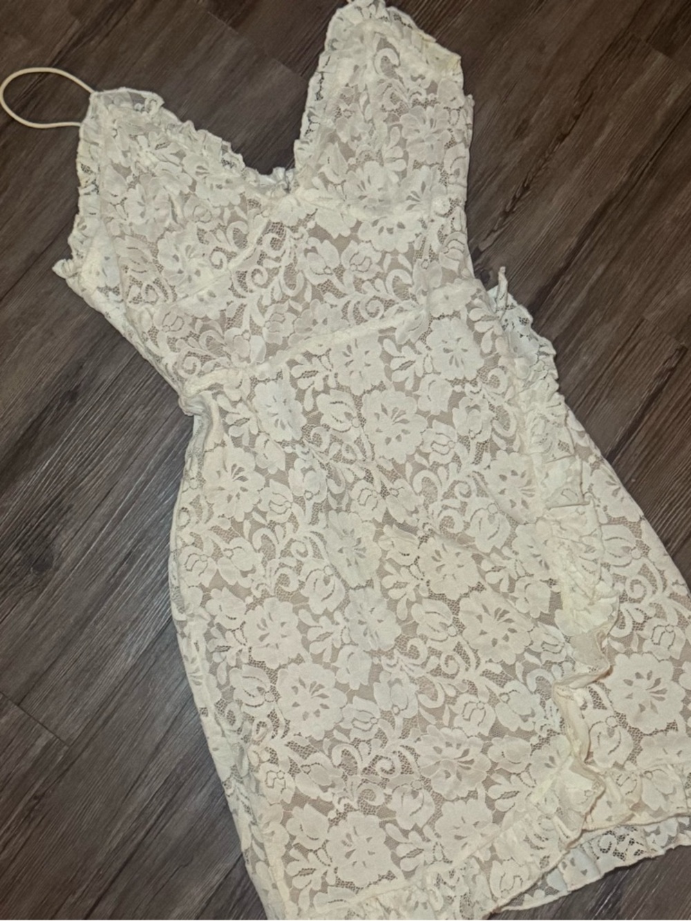 Women's Ivory Lace Spaghetti-Strap Dress
